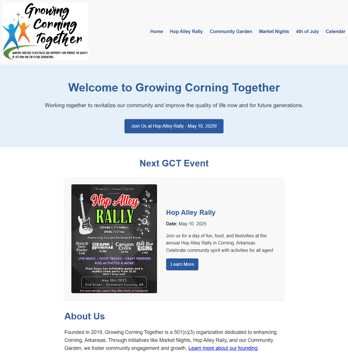 Growing Corning Together Website Screenshot